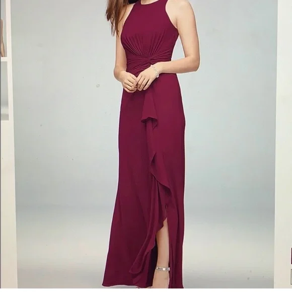 David's Bridal | Dresses | Highneck Bridesmaid Dress With Cascade Twist Never Worn | Poshmark David's Bridal | Dresses | Highneck Bridesmaid Dress With Cascade Twist Never Worn | Poshmark
